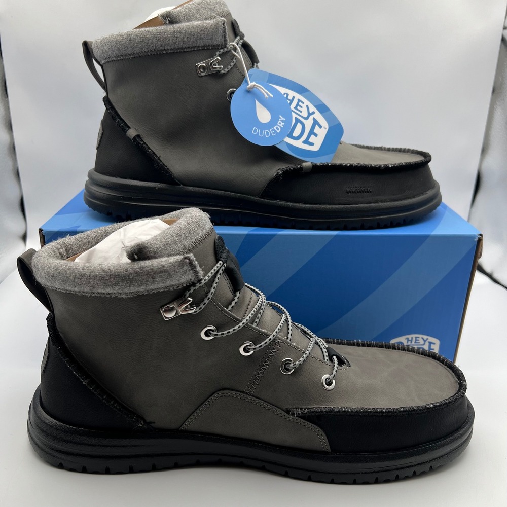 Hey Dude Bradley Classic Tumbled Boots Mens 12 Granite Grey Water Repellent